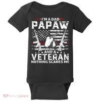 I'm a Dad Papaw And Veteran Nothing Scares Me American Flag Baby Bodysuit thumb 0