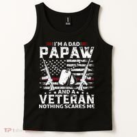 I'm a Dad Papaw And Veteran Nothing Scares Me American Flag Tank Top thumb 2