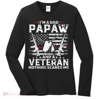I'm a Dad Papaw And Veteran Nothing Scares Me American Flag Women's Long Sleeve Shirt thumb 0