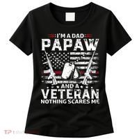 I'm a Dad Papaw And Veteran Nothing Scares Me American Flag Women's T-Shirt thumb 0