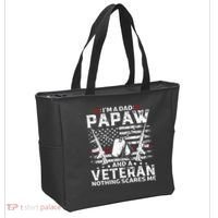 I'm a Dad Papaw And Veteran Nothing Scares Me American Flag Tote Bag thumb 2