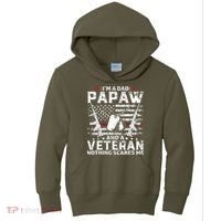 I'm a Dad Papaw And Veteran Nothing Scares Me American Flag Kids Hoodie thumb 0