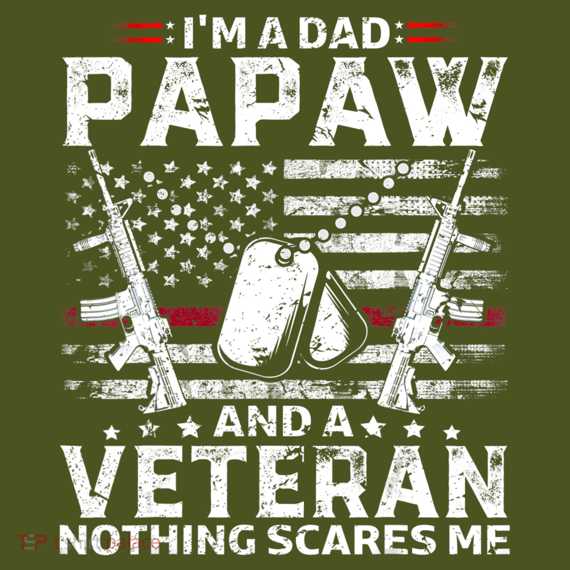I'm a Dad Papaw And Veteran Nothing Scares Me American Flag Kids Hoodie