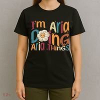 I'm Aria Doing Aria Things Funny Groovy Retro Aria T-Shirt thumb 4