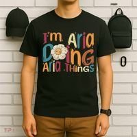 I'm Aria Doing Aria Things Funny Groovy Retro Aria T-Shirt thumb 6
