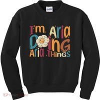I'm Aria Doing Aria Things Funny Groovy Retro Aria Kids Sweatshirt thumb 0