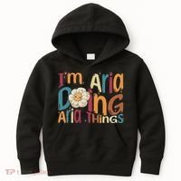 I'm Aria Doing Aria Things Funny Groovy Retro Aria Kids Hoodie thumb 0