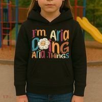 I'm Aria Doing Aria Things Funny Groovy Retro Aria Kids Hoodie thumb 3