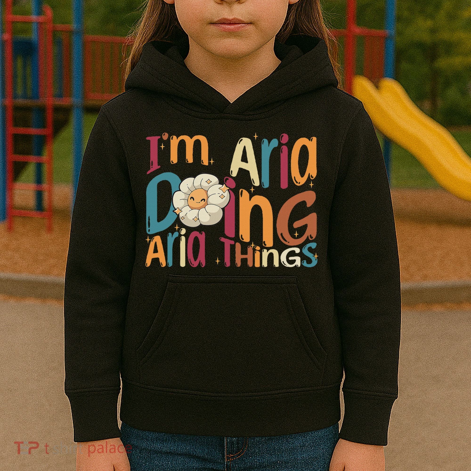 I'm Aria Doing Aria Things Funny Groovy Retro Aria Kids Hoodie