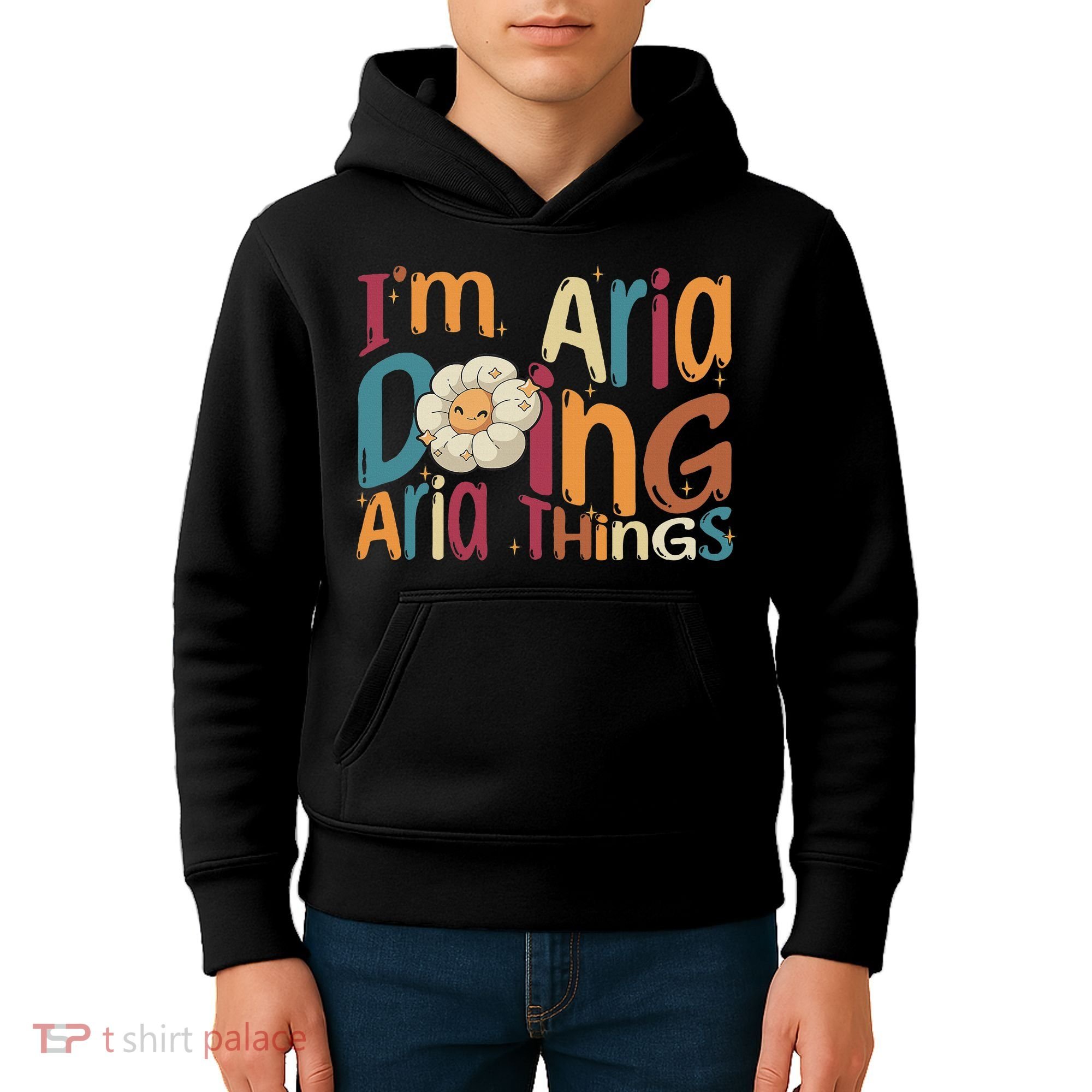 I'm Aria Doing Aria Things Funny Groovy Retro Aria Kids Hoodie