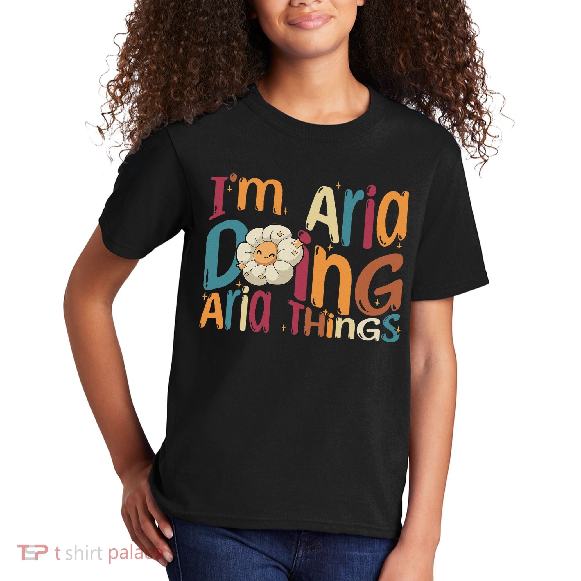 I'm Aria Doing Aria Things Funny Groovy Retro Aria Kids T-Shirt
