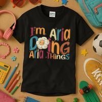 I'm Aria Doing Aria Things Funny Groovy Retro Aria Kids T-Shirt thumb 3