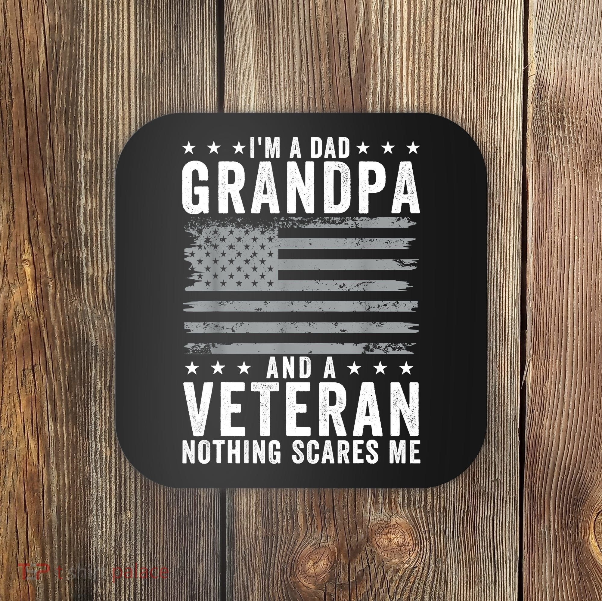 Im A Dad Grandpa And Veteran Fathers Day Papa Grandpa Coaster
