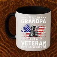 I'm A Dad Grandpa And A Veteran Nothing Scares Me Coffee Mug thumb 2