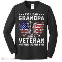 I'm A Dad Grandpa And A Veteran Nothing Scares Me Kids Long Sleeve Shirt thumb 0