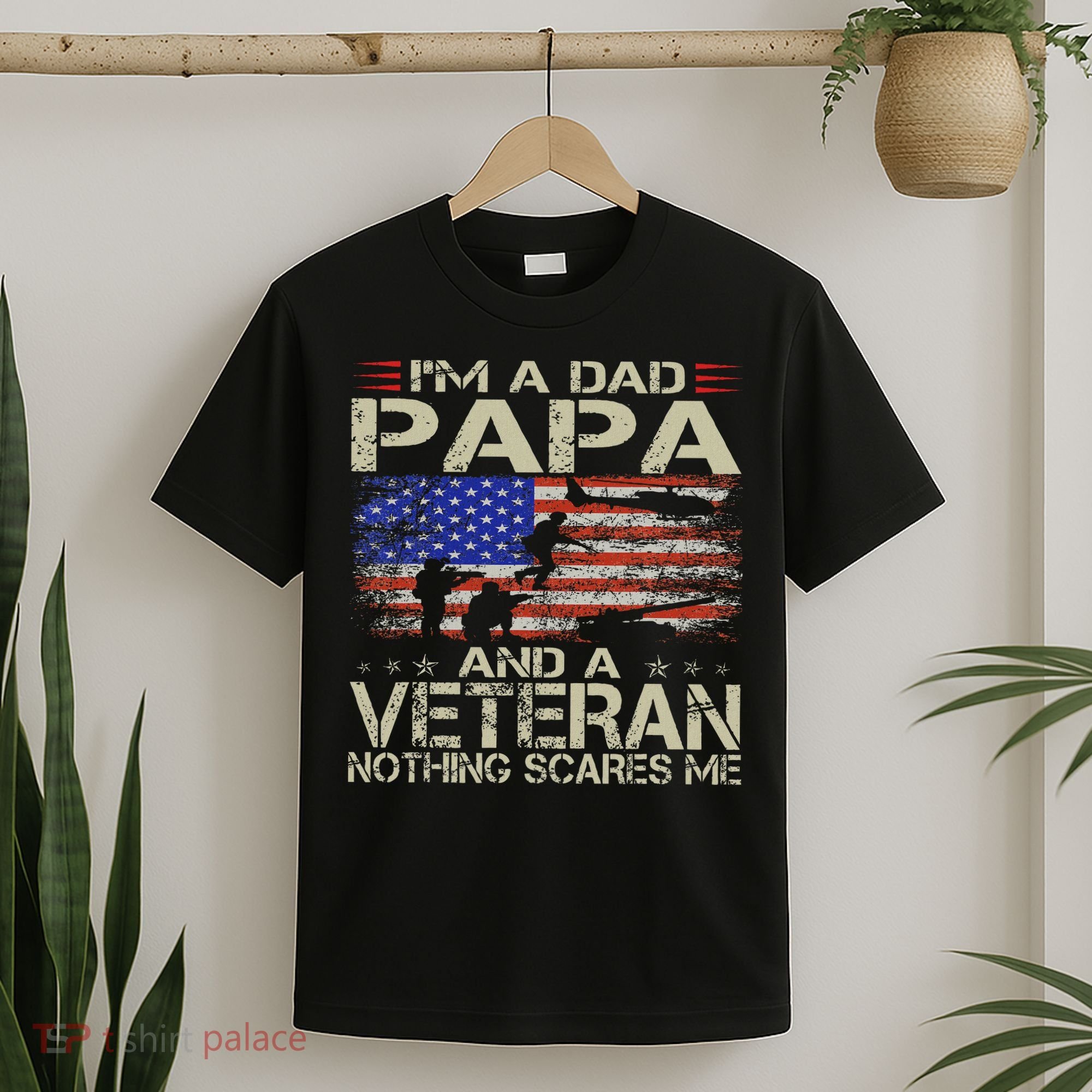 I'm A Dad Papa And Veteran Funny Retro Dad Papa Grandpa T-Shirt