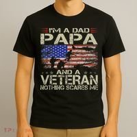 I'm A Dad Papa And Veteran Funny Retro Dad Papa Grandpa T-Shirt thumb 3