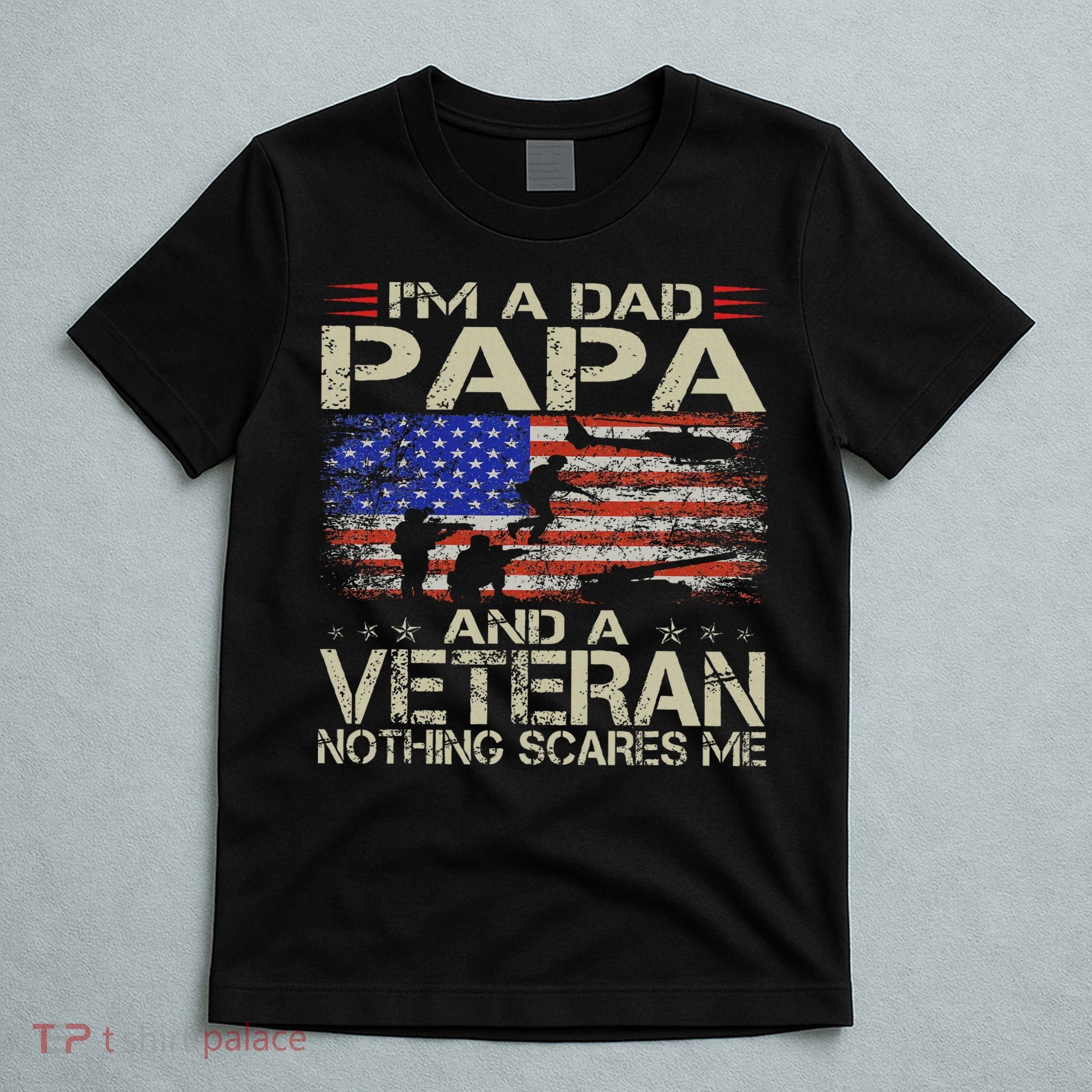 I'm A Dad Papa And Veteran Funny Retro Dad Papa Grandpa T-Shirt