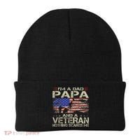 I'm A Dad Papa And Veteran Funny Retro Dad Papa Grandpa Beanie thumb 0
