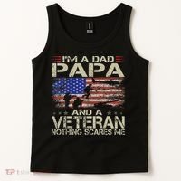 I'm A Dad Papa And Veteran Funny Retro Dad Papa Grandpa Tank Top thumb 2