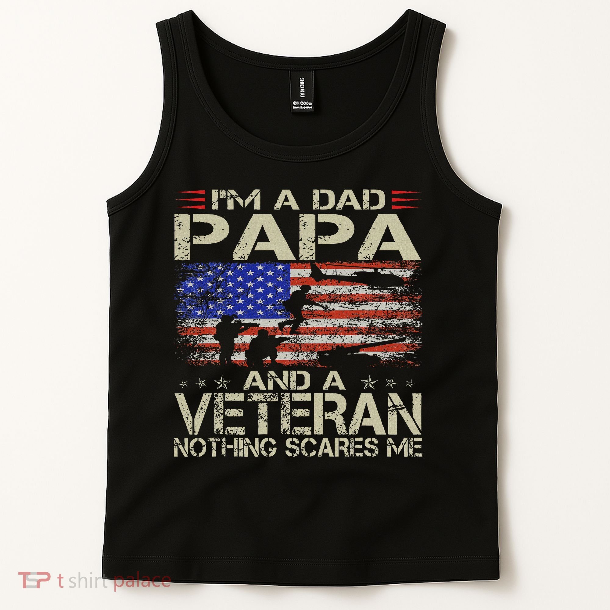 I'm A Dad Papa And Veteran Funny Retro Dad Papa Grandpa Tank Top