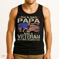 I'm A Dad Papa And Veteran Funny Retro Dad Papa Grandpa Tank Top thumb 3