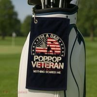 IM A Dad Pop Pop And A Veteran Nothing Scares Me Grandpa Golf Towel thumb 2