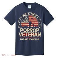 IM A Dad Pop Pop And A Veteran Nothing Scares Me Grandpa Kids T-Shirt thumb 0