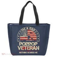 IM A Dad Pop Pop And A Veteran Nothing Scares Me Grandpa Tote Bag thumb 0