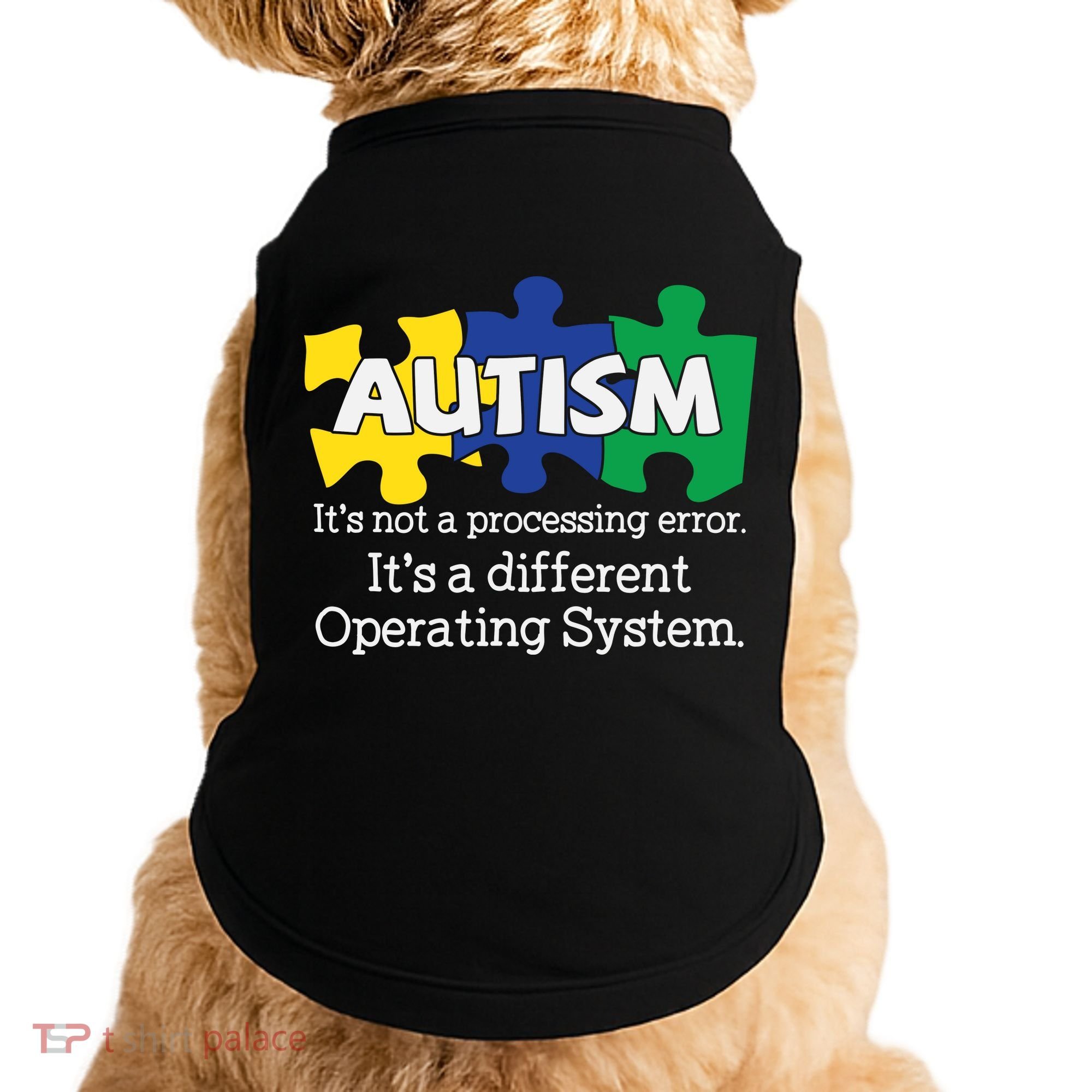 It's A Different Operating System Autism Awareness, Autism Puzzle Doggie Tank