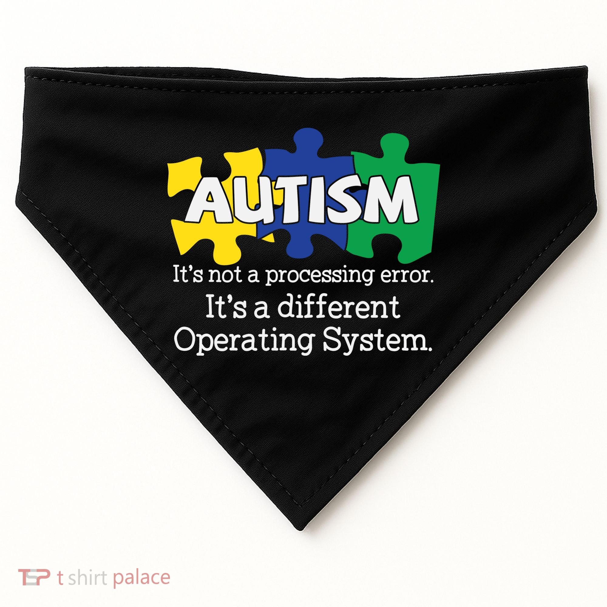 It's A Different Operating System Autism Awareness, Autism Puzzle USA-Made Doggie Bandana