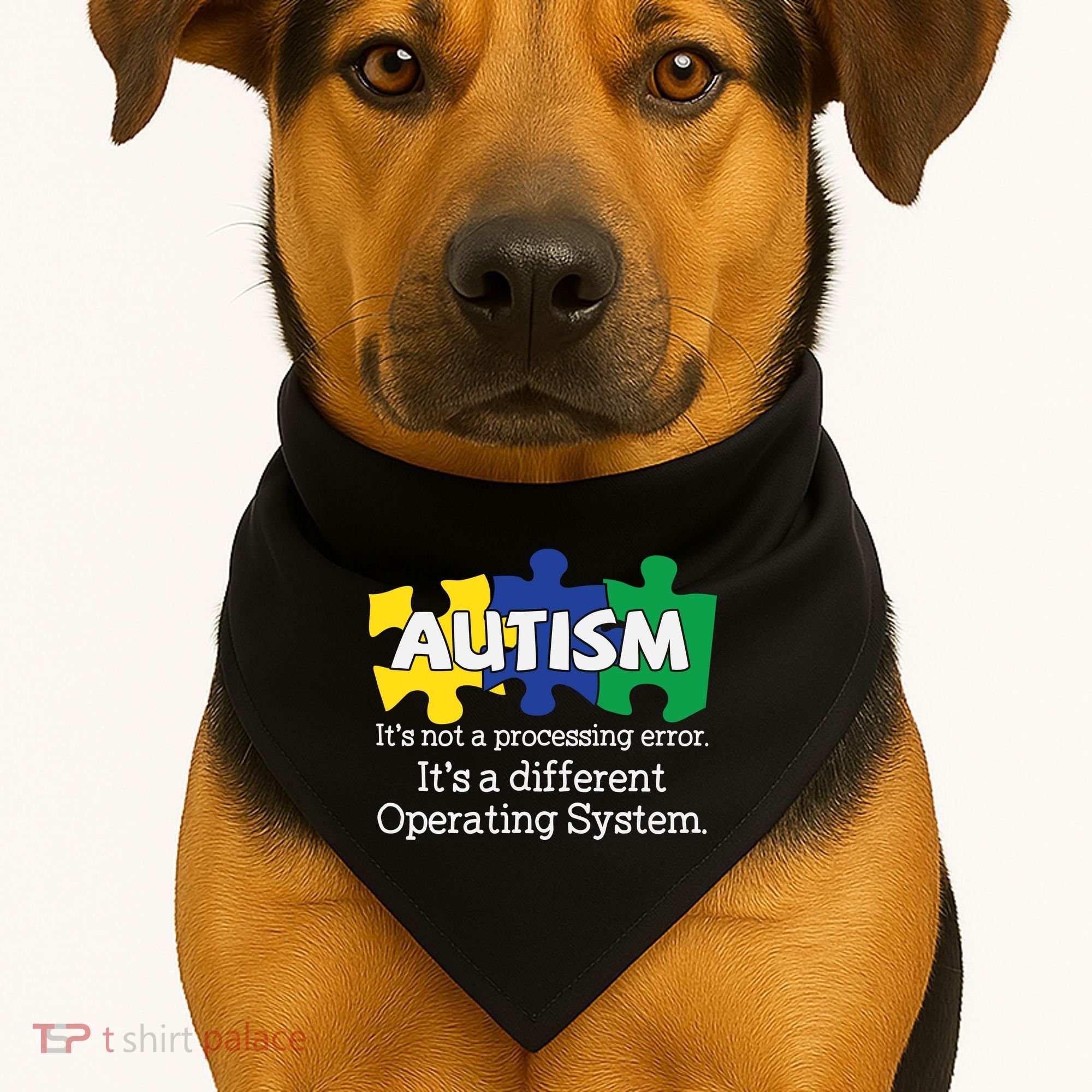 It's A Different Operating System Autism Awareness, Autism Puzzle USA-Made Doggie Bandana