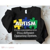 It's A Different Operating System Autism Awareness, Autism Puzzle Sweatshirt thumb 2