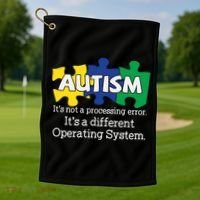 It's A Different Operating System Autism Awareness, Autism Puzzle Golf Towel thumb 1