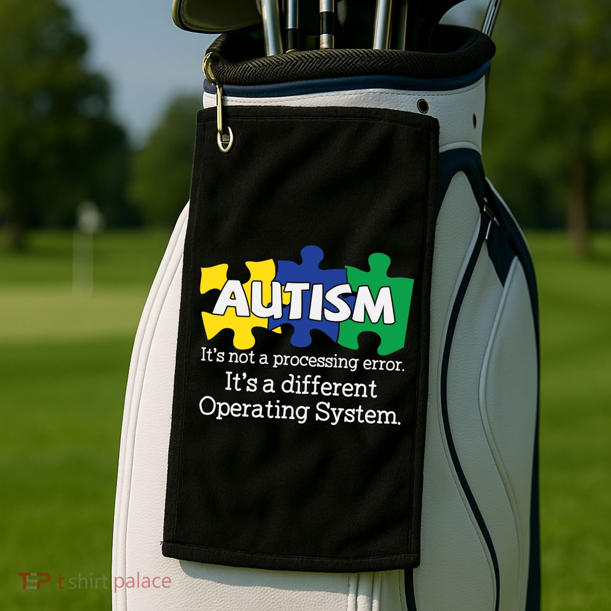 It's A Different Operating System Autism Awareness, Autism Puzzle Golf Towel