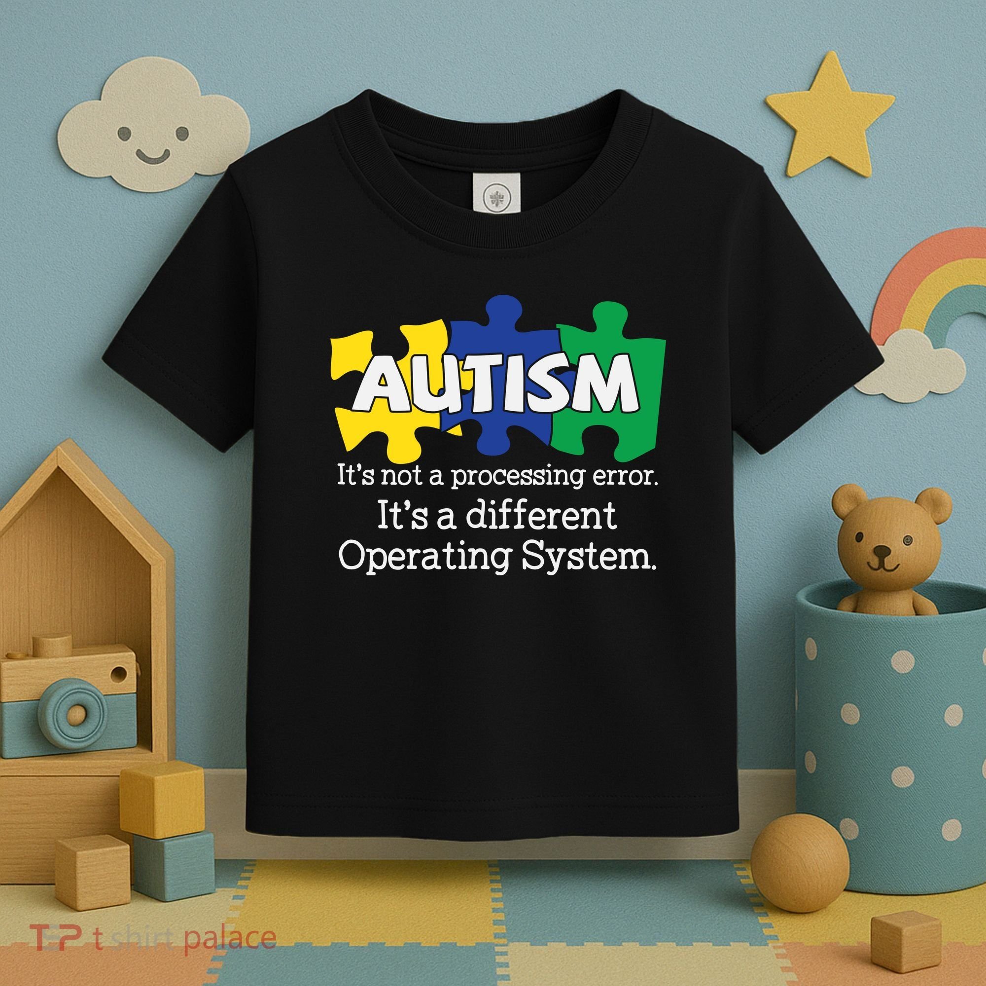 It's A Different Operating System Autism Awareness, Autism Puzzle Toddler T-Shirt