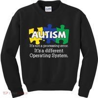 It's A Different Operating System Autism Awareness, Autism Puzzle Kids Sweatshirt thumb 0