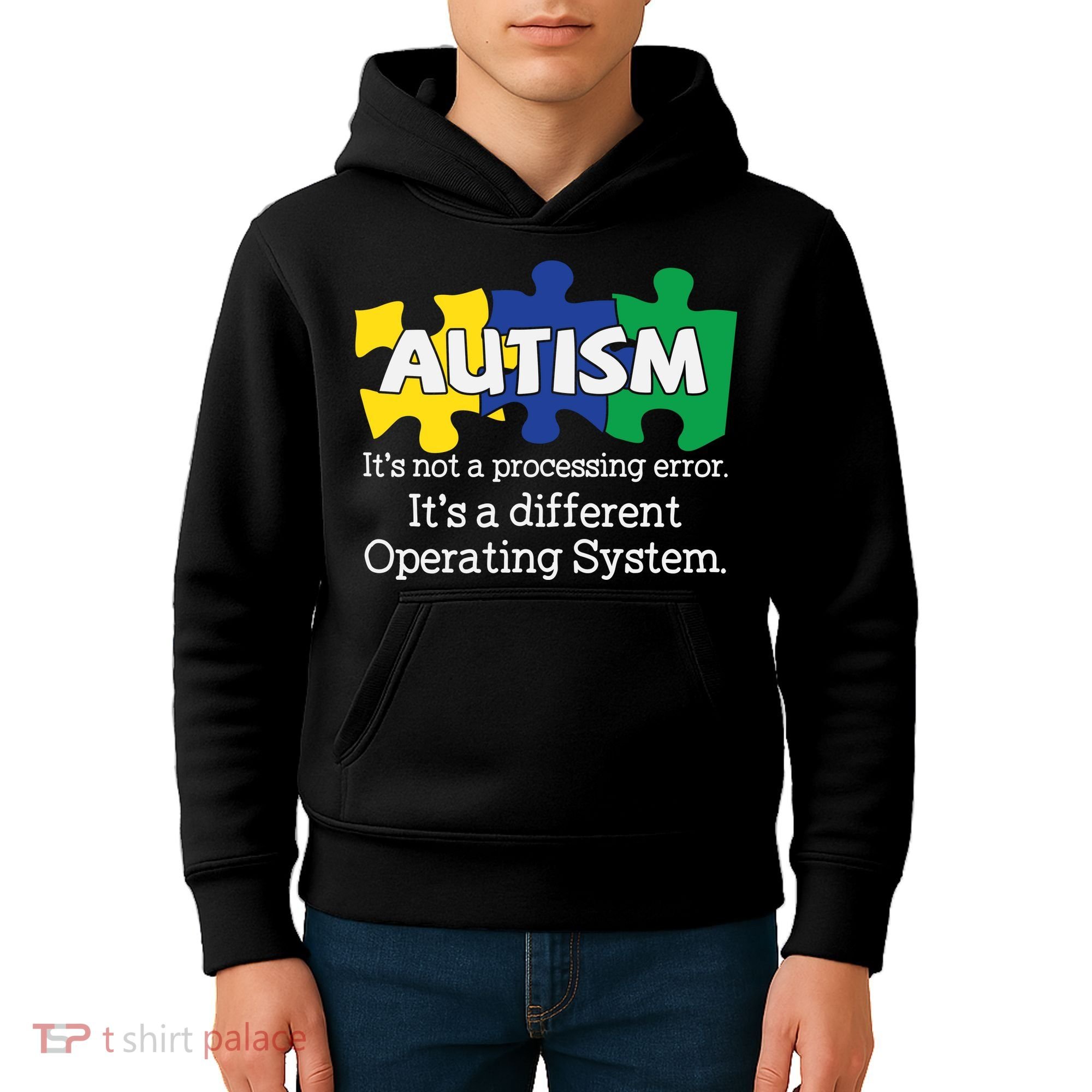 It's A Different Operating System Autism Awareness, Autism Puzzle Kids Hoodie