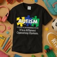 It's A Different Operating System Autism Awareness, Autism Puzzle Kids T-Shirt thumb 3