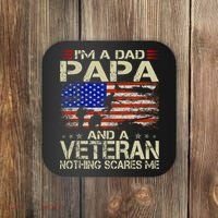 IM A Dad Papa And Veteran Retro Dad Papa Grandpa Coaster thumb 0