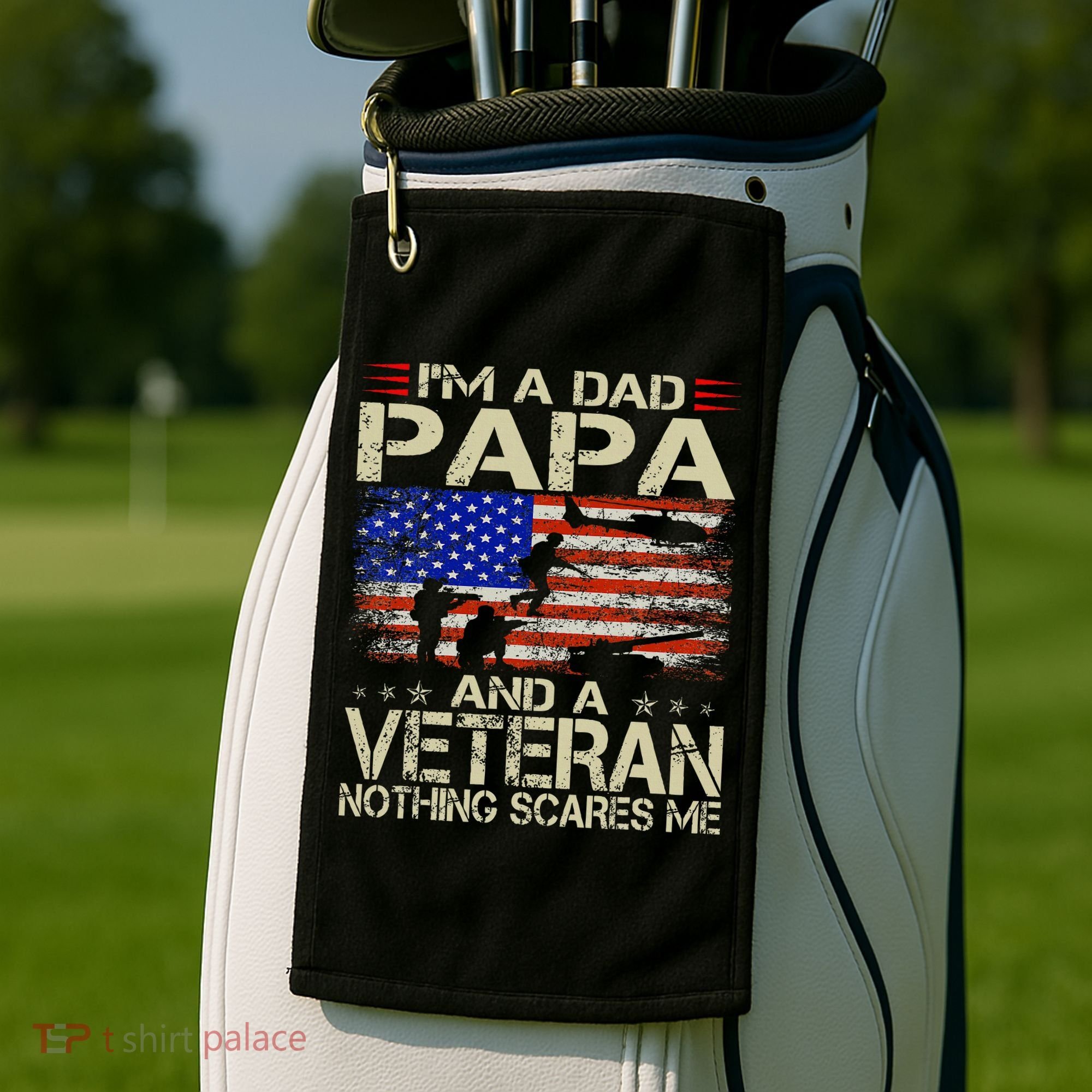 IM A Dad Papa And Veteran Retro Dad Papa Grandpa Golf Towel