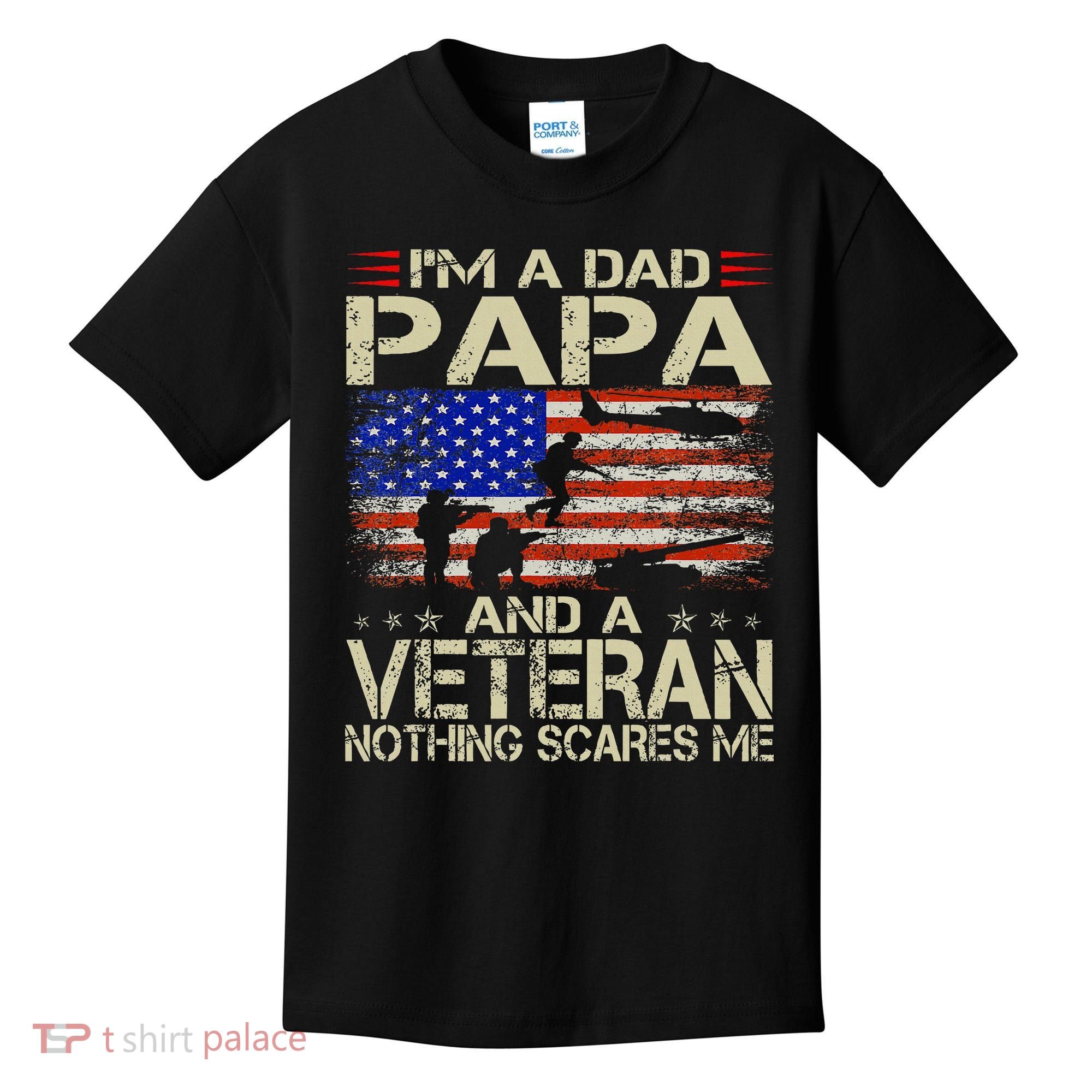 IM A Dad Papa And Veteran Retro Dad Papa Grandpa Kids T-Shirt