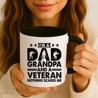 I'm A Dad Grandpa And A Veteran Nothing Scares Me Coffee Mug thumb 3