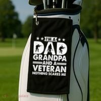 I'm A Dad Grandpa And A Veteran Nothing Scares Me Golf Towel thumb 2