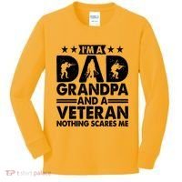 I'm A Dad Grandpa And A Veteran Nothing Scares Me Kids Long Sleeve Shirt thumb 0