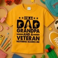 I'm A Dad Grandpa And A Veteran Nothing Scares Me Kids T-Shirt thumb 3