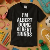 IM Albert Doing Albert Things Personalized First Name Kids T-Shirt thumb 3