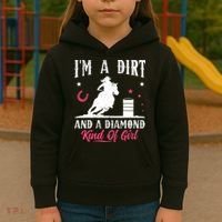 I'm a dirt and a diamond Horse Barrel Racing Barrel Racer Kids Hoodie thumb 3