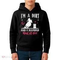 I'm a dirt and a diamond Horse Barrel Racing Barrel Racer Kids Hoodie thumb 4