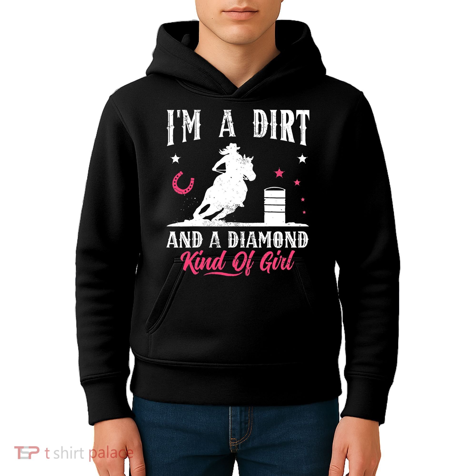 I'm a dirt and a diamond Horse Barrel Racing Barrel Racer Kids Hoodie